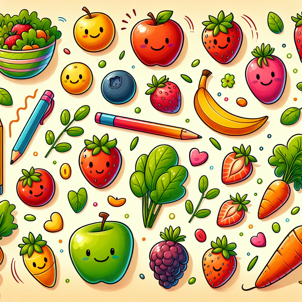 Explore Creative and Fun Cartoon Images of Healthy Food: Delicious